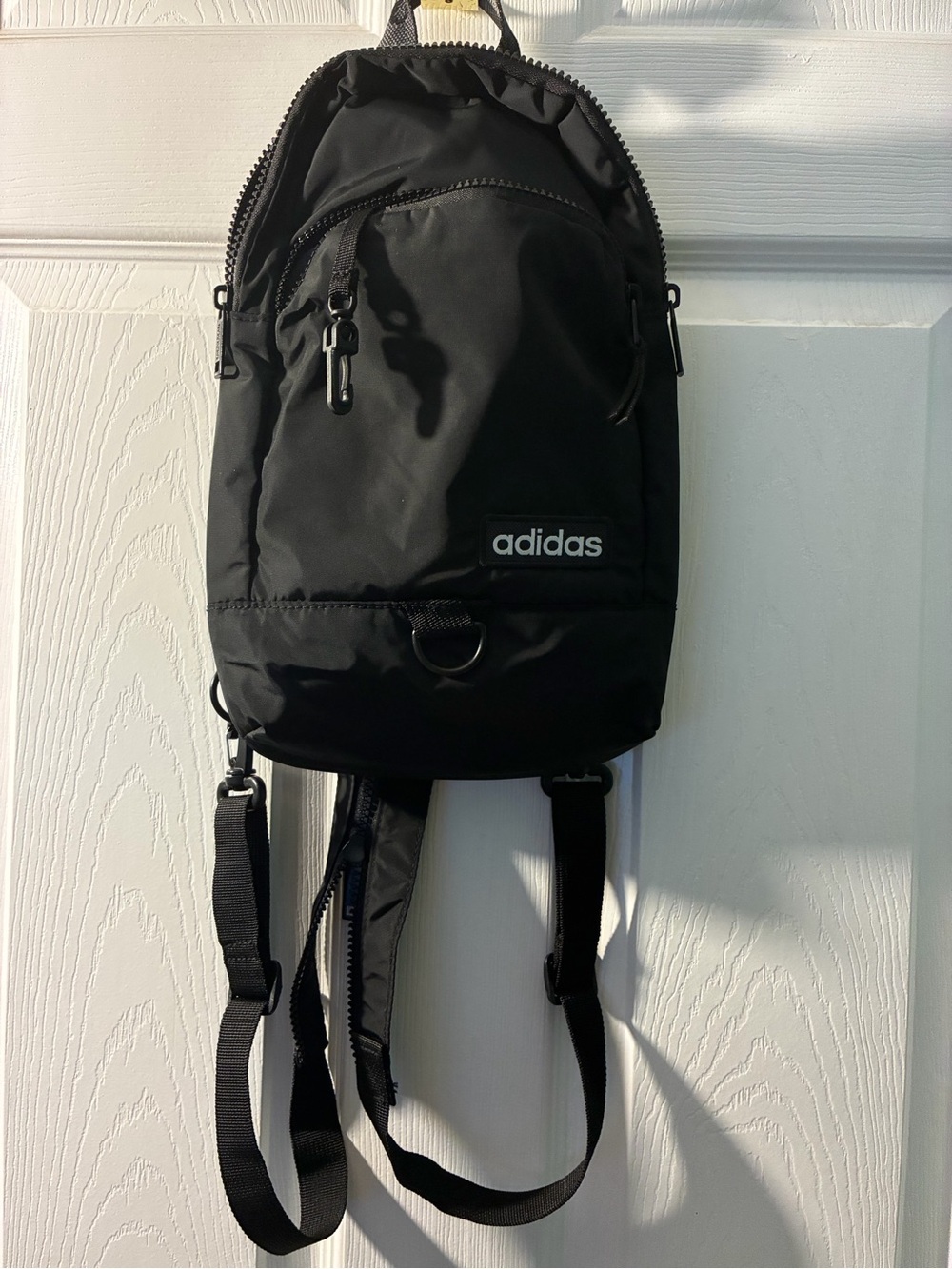 adidas Black Sling Backpack with Front Zip Pocket
